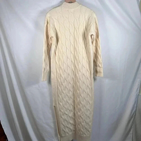 Line And Dot Dorothy Revolve Size Large Sweater Dress Cream Cable Knit Stretch - Picture 7 of 13